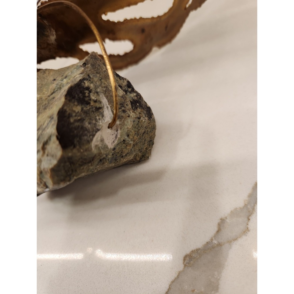 MCM Brutalist Kinetic Metal Art Sculpture Brass Butterfly on Real Rock Stone - Picture 10 of 14
